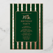 フォレストグリーンバラ金ゴールド70カスタム歳バースデーパーティー 箔招待状 (正面)