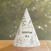 フォレストグリーンパインツリーズキャンプファイアーキャンプ誕生日 パーティーハット