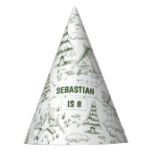 フォレストグリーンパインツリーズキャンプファイアーキャンプ誕生日 パーティーハット (正面)