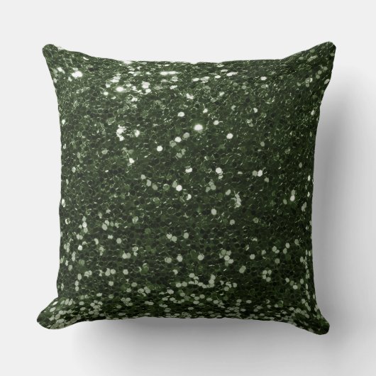 フォレストグリーンフェイクシークイングリッター装飾用クッション クッション (正面)