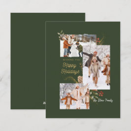 フォレストグリーンフォトコラージュクリスマス シーズンカード