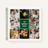フォレストグリーンフォトコラージュ8写真ズファミリーレシピ ノートブック (正面)