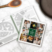 フォレストグリーンフォトコラージュ8写真ズファミリーレシピ ノートブック