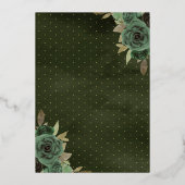 フォレストグリーンフローラバタフライキンセアニェラ金ゴールド 箔招待状 (裏面)