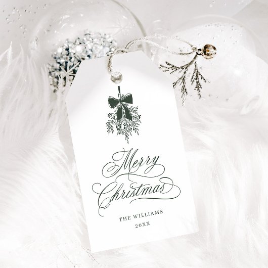フォレストグリーンホリーベリーブーケメリークリスマス ギフトタグ