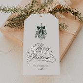 フォレストグリーンホリーベリーブーケメリークリスマス ギフトタグ