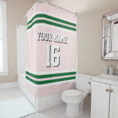 フォレストグリーンホワイトストライプスポーツジャージー シャワーカーテン (インサイチュ)