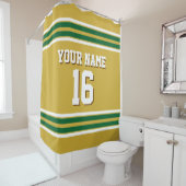 フォレストグリーンホワイトストライプスポーツジャージー シャワーカーテン (インサイチュ)