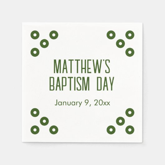 フォレストグリーンポルカドット特殊イベントナプキンス スタンダードカクテルナプキン (正面)