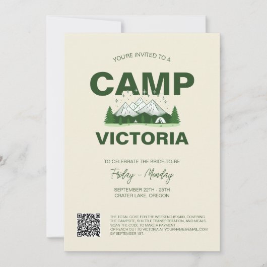 フォレストグリーンマウンテンキャンプバチェロレッテ旅程 招待状 (正面)