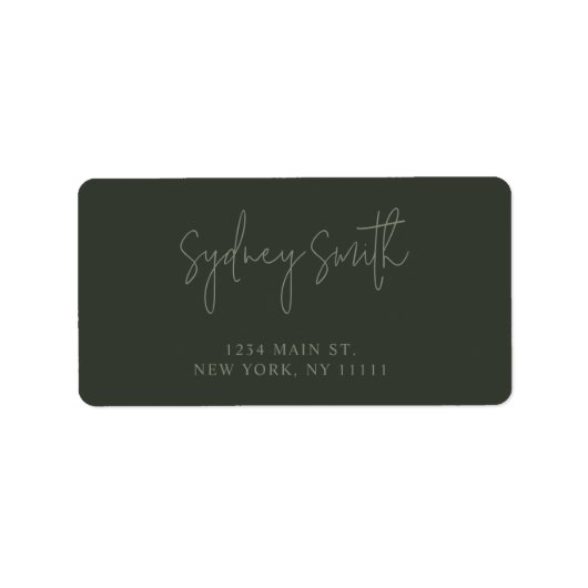 フォレストグリーンミニマリストラージ差出人住所ラベル ラベル (正面)