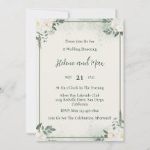 フォレストグリーンミニマリスト結婚式招待状