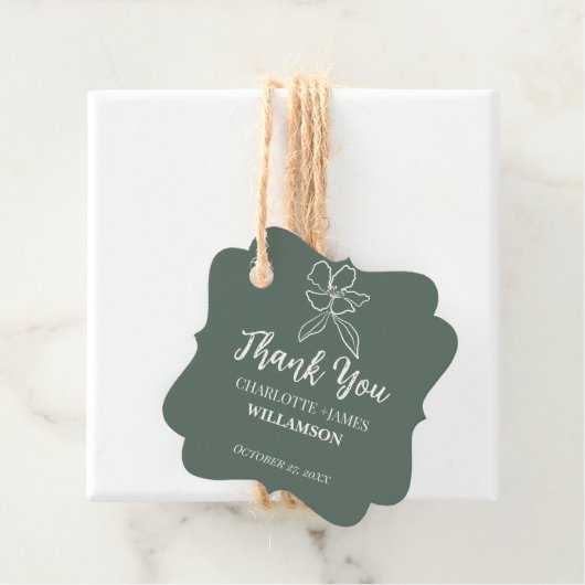 フォレストグリーンミニマルフローラ結婚式の引き出物 フェイバータグ (インサイチュ)