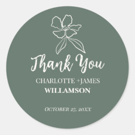フォレストグリーンミニマルフローラ結婚式の引き出物 ラウンドシール