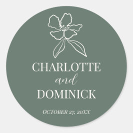 フォレストグリーンミニマルフローラ結婚式の引き出物 ラウンドシール