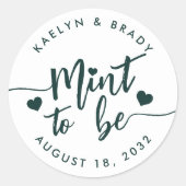 フォレストグリーンミントズパーソナライズされた結婚式の引き出物 ラウンドシール (正面)