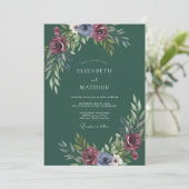 フォレストグリーンムーディーな冬のウェディング 招待状 (スタンド正面)
