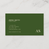 フォレストグリーンモスタイリッシュノグラムモダン 名刺 (裏面)