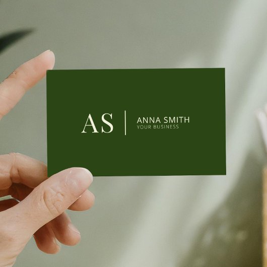 フォレストグリーンモスタイリッシュノグラムモダン 名刺