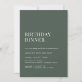 フォレストグリーンモス |モダンミニマル誕生日 招待状 (正面)