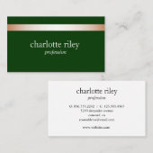 フォレストグリーンモダンバラ金ゴールドストライプのスタイリッシュ  名刺 (正面/裏面)