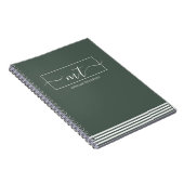 フォレストグリーンモダンパターン スクリプトネーム ノートブック (右側)