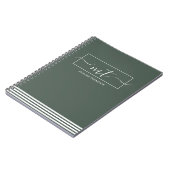 フォレストグリーンモダンパターン スクリプトネーム ノートブック (左側)