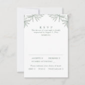 フォレストグリーンモダンボミニマルタニカル食事 出欠カード (正面)