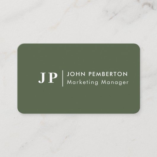 フォレストグリーンモノグラムスタイリッシュトレンディーモダン 名刺 (正面)
