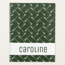 フォレストグリーンラクロスホワイトスティックパターン（の模様が）ある