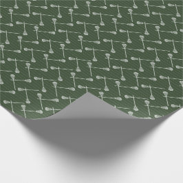 フォレストグリーンラクロスホワイトスティックパターン（の模様が）ある ラッピングペーパー