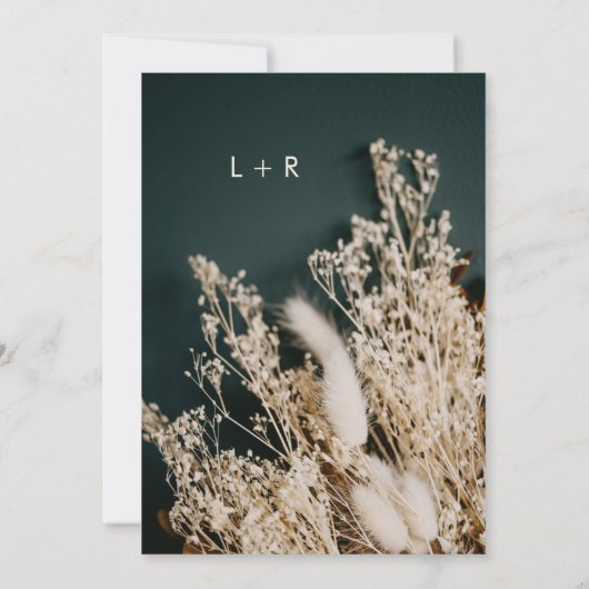 フォレストグリーン乾燥フローラ素朴ボホ結婚ズ 招待状 (裏面)