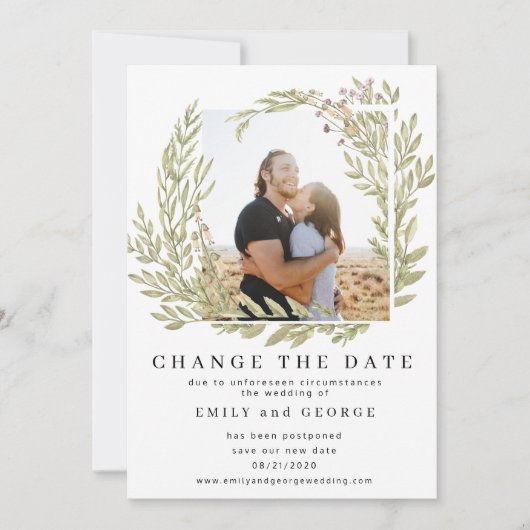 フォレストグリーン写真変更日付カード セーブザデート (正面)