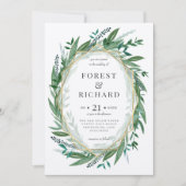 フォレストグリーン幾何ヴィンテージフレーム 招待状 (正面)
