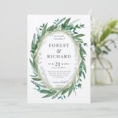 フォレストグリーン幾何ヴィンテージフレーム 招待状 (スタンド正面)