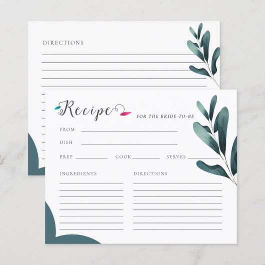 フォレストグリーン書道レシピブライダルシャワー (正面/裏面)