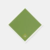フォレストグリーン無地のカラークラシックイニシャル スタンダードカクテルナプキン (角)