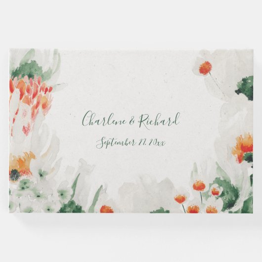 フォレストグリーン素朴オレンジホワイトフローラ ゲストブック (正面)