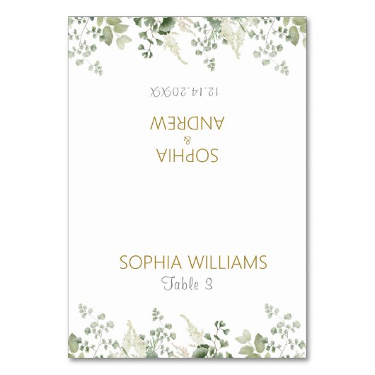 フォレストグリーン素朴リー結婚ウッド座席表 テーブルナンバー (正面)