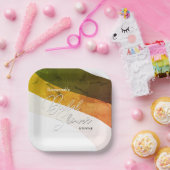 フォレストグリーン素朴金ゴールドクリームストリームカスタム ペーパープレート (パーティー)