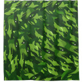 フォレストグリーン軍隊迷彩パターン シャワーカーテン (正面)