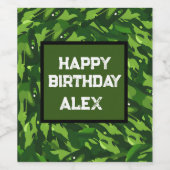 フォレストグリーン軍隊迷彩パターン ワインラベル (シングルラベル)