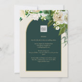 フォレストグリーン金ゴールドホワイトローズウィンターウェディング 招待状 (裏面)