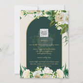 フォレストグリーン金ゴールドホワイトローズウィンターウェディング 招待状 (裏面)