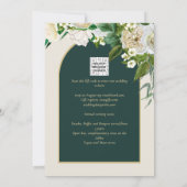 フォレストグリーン金ゴールドホワイトローズウィンターウェディング 招待状 (裏面)