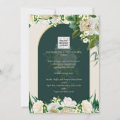 フォレストグリーン金ゴールドホワイトローズウィンターウェディング 招待状 (裏面)