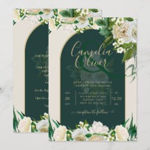 フォレストグリーン金ゴールドホワイトローズウィンターウェディング