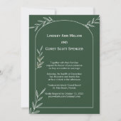フォレストグリーン金ゴールドリーフ結婚式招待状 招待状 (正面)