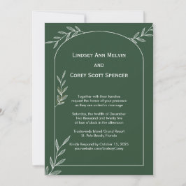 フォレストグリーン金ゴールドリーフ結婚式招待状 招待状