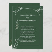 フォレストグリーン金ゴールドリーフ結婚式招待状 招待状 (正面/裏面)